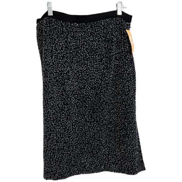 JK Ara Women's Slit Midi Skirt Formal Beaded Adjustable Waist  Black 16 NWT $98 - Picture 1 of 11